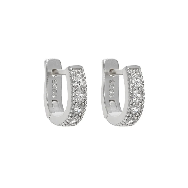 Glamorous 925 Silver CZ Hoop Earrings Wedding Party Jewelry