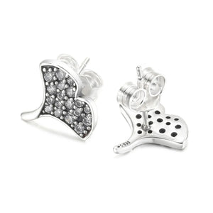 925 Sterling Silver Gingko Leaf Stud Earrings Crystal Jewelry