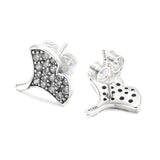 925 Sterling Silver Gingko Leaf Stud Earrings Crystal Jewelry
