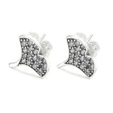925 Sterling Silver Gingko Leaf Stud Earrings Crystal Jewelry