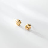 925 Silver Gold-tone Twisted Stud Earrings Knot Studs