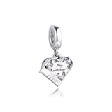 925 Silver Grand Piano Heart Dangle Charms Bracelet Beads