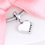 925 Silver Grand Piano Heart Dangle Charms Bracelet Beads