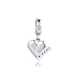 925 Silver Grand Piano Heart Dangle Charms Bracelet Beads