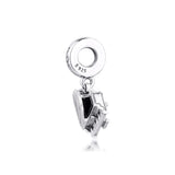 925 Silver Grand Piano Heart Dangle Charms Bracelet Beads