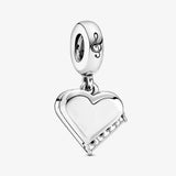 925 Silver Grand Piano Heart Dangle Charms Bracelet Beads