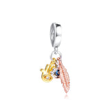 925 Silver Hamsa Eye Feather Charms Beads for Bracelet