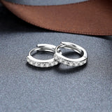 925 Sterling Silver Hoop Earrings Zircon Piercing