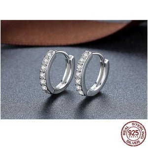 925 Sterling Silver Hoop Earrings Zircon Piercing Earrings