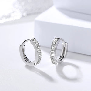 925 Sterling Silver Hoop Earrings Zircon Piercing Earrings