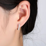 925 Sterling Silver Hoop Earrings Zircon Piercing