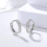 925 Sterling Silver Hoop Earrings Zircon Piercing