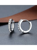 925 Sterling Silver Hoop Earrings Zircon Piercing