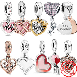 925 Silver Infinite Love Heart Red Charms Fit Silver Jewelry Women
