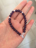 925 Sterling Silver 6.5MM Amethyst Stone Bracelet Charm