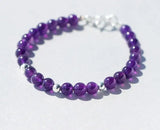 925 Sterling Silver 6.5MM Amethyst Stone Bracelet Charm