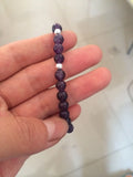 925 Sterling Silver 6.5MM Amethyst Stone Bracelet Charm