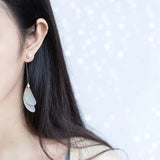 925 Silver Bird Feather Wings Earrings with CZ & Pearl