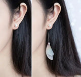 925 Silver Bird Feather Wings Earrings with CZ & Pearl