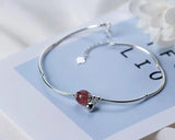 925 Silver Chime Bell & Strawberry Quartz Bracelet
