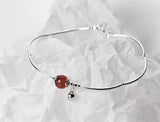 925 Silver Chime Bell & Strawberry Quartz Bracelet