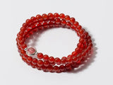 Sterling Silver Red Agate Stone Chain Bracelet Charms