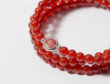 Sterling Silver Red Agate Stone Chain Bracelet Charms