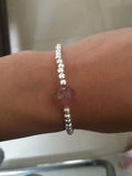 925 Sterling Silver Pink Strawberry Quartz Bead Bracelet Charms