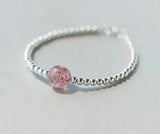 925 Sterling Silver Pink Strawberry Quartz Bead Bracelet Charms