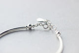 925 Silver Red Garnet Beads Cuff Bracelet Lucky Wrist Bangle Charms
