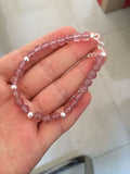 925 Sterling Silver Rose Quartz Strawberry Quartz Bead Bracelet