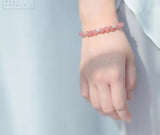 925 Sterling Silver Rose Quartz Strawberry Quartz Bead Bracelet