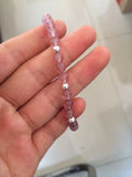 925 Sterling Silver Rose Quartz Strawberry Quartz Bead Bracelet