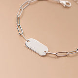 925 Silver Chain Bracelet with Square Charms