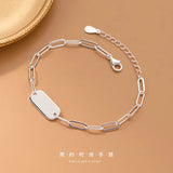 925 Silver Chain Bracelet with Square Charms