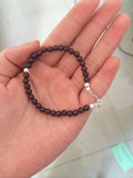 925 Silver Red Garnet Lucky Ball Bracelet Bangle GTLS399