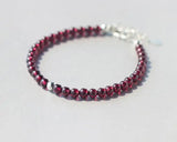 925 Silver Red Garnet Lucky Ball Bracelet Bangle GTLS399