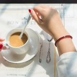 925 Silver Red Garnet Lucky Ball Bracelet Bangle GTLS399