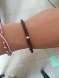925 Silver Red Garnet Lucky Ball Bracelet Bangle GTLS399