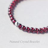 925 Silver Red Garnet Lucky Ball Bracelet Bangle GTLS399