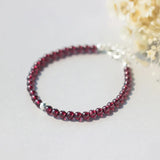 925 Silver Red Garnet Lucky Ball Bracelet Bangle GTLS399