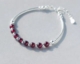 925 Silver Red Garnet Stone Bracelet Bangle