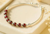 925 Silver Red Garnet Stone Bracelet Bangle