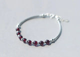 925 Silver Red Garnet Stone Bracelet Bangle