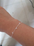 925 Sterling Silver Anklet Bracelet with Three Crystals