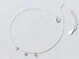 925 Sterling Silver Anklet Bracelet with Three Crystals