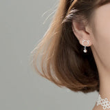925 Sterling Silver Jingle Bell & Cat Piercing Ear Earrings