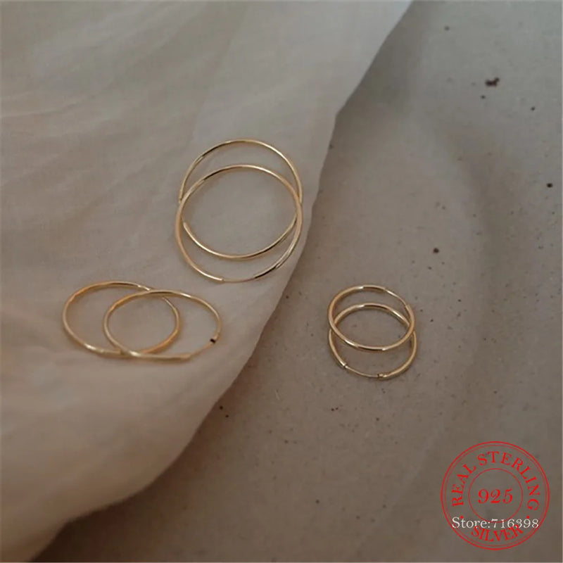 925 Sterling Silver Thin Earrings Women Jewelry Gift