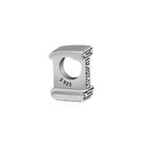 925 Sterling Silver Letter I Alphabet Charm Bead for Bracelets