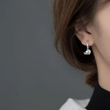 925 Silver Lucky Elephant Drop Earrings Zircon Elephant Earring Jewelry
